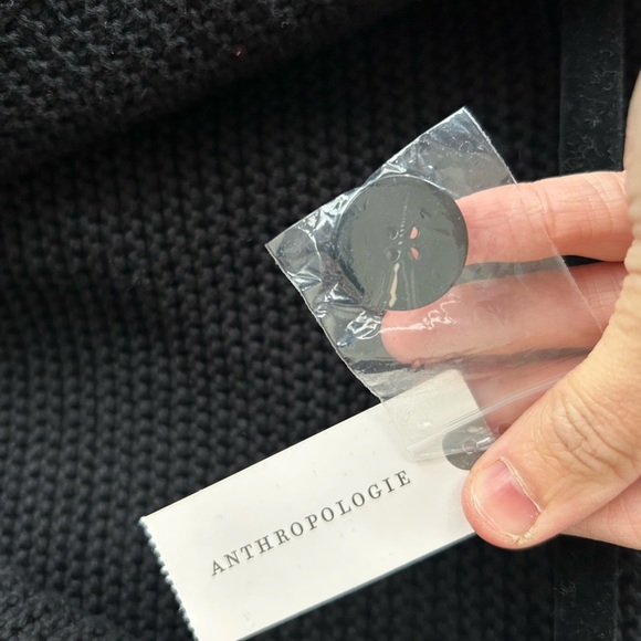 Anthropologie dh New York Crochet Cropped Sweater Blazer black net - Picture 7 of 15